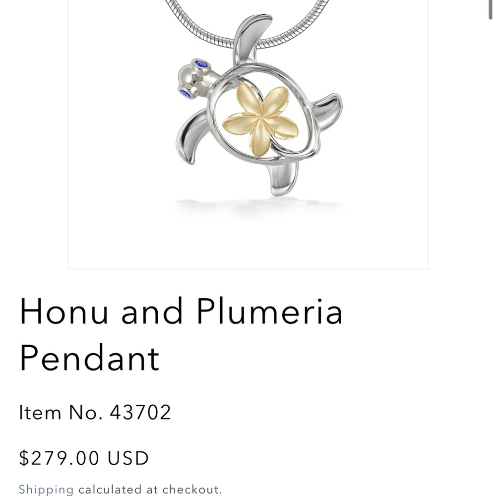 Na Hoku Honu and Plumeria Necklace turtle